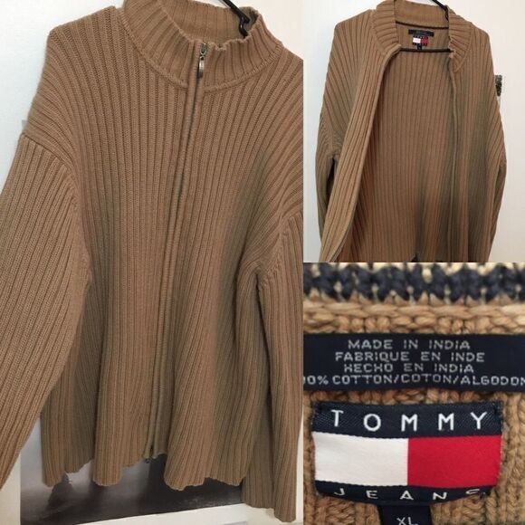 Tommy Hilfiger Thick Heavy Ribbed Full Zip Sweater - Picture 1 of 8